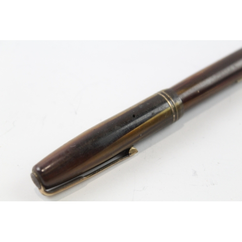 458 - Vintage Waterman Ideal Brown Lacquer Fountain Pen w/ 14ct Gold Nib WRITING