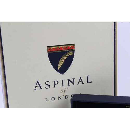 460 - ASPINAL OF LONDON Navy Leather Ballpoint Pen / Biro WRITING w/ Original Boxes