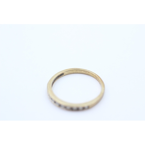 77 - 9ct gold diamond half eternity ring (1.4g) Size O 1/2