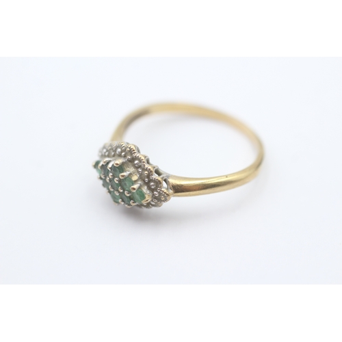 92 - 9ct gold emerald & diamond dress ring (1.9g) Size S 1/2