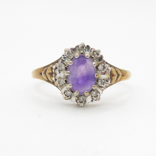 213 - 9ct gold amethyst and diamond ring (2g) Size P