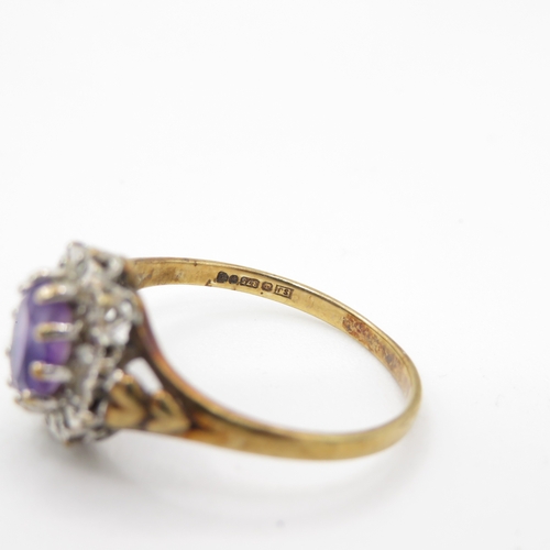 213 - 9ct gold amethyst and diamond ring (2g) Size P