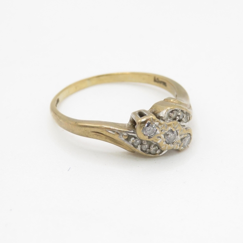 76 - 9ct gold vintage diamond dress ring (2.3g) Size P