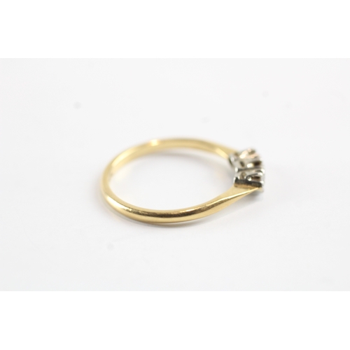 10 - 18ct gold three stone diamond ring Size N