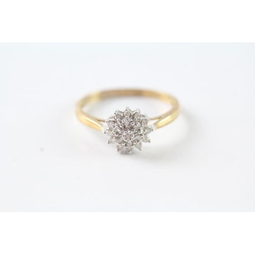 109 - 9ct gold diamond cluster dress ring (1.8g) Size P