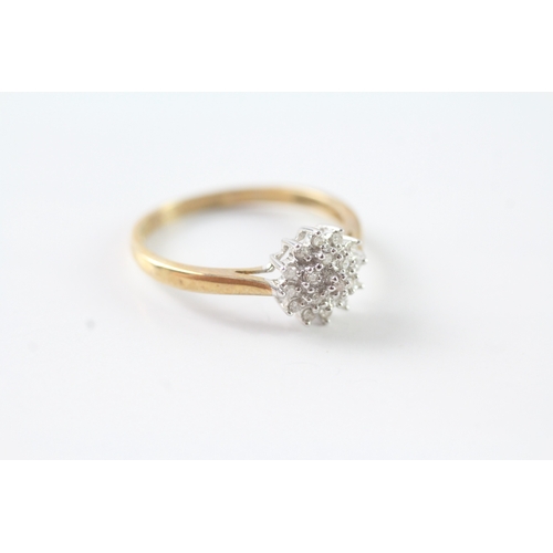 109 - 9ct gold diamond cluster dress ring (1.8g) Size P