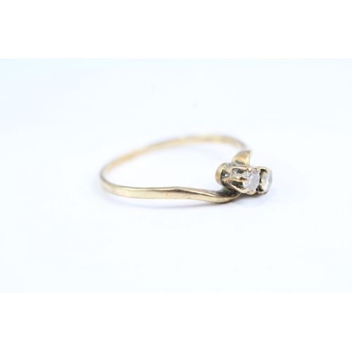 115 - 9ct gold vintage diamond bypass dress ring (1.3g) Size Q