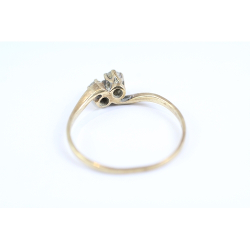 115 - 9ct gold vintage diamond bypass dress ring (1.3g) Size Q