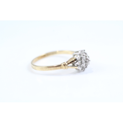 118 - 9ct gold diamond cluster dress ring (1.5g) Size N