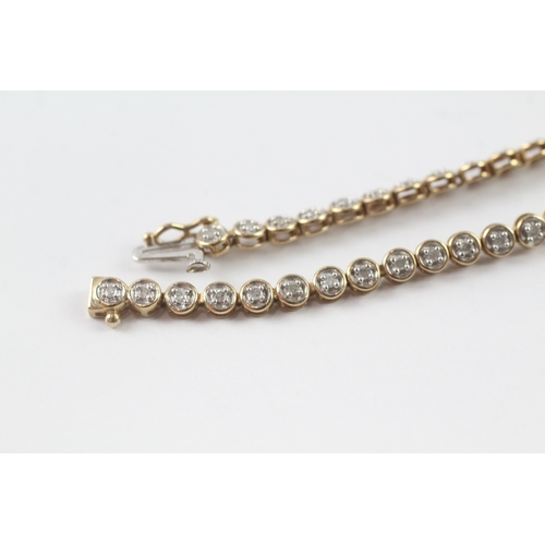 121 - 9ct gold diamond tennis bracelet (5.6g)