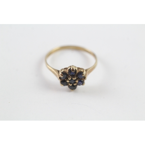 128 - 9ct gold vintage sapphire cluster ring (1.5g) Size N