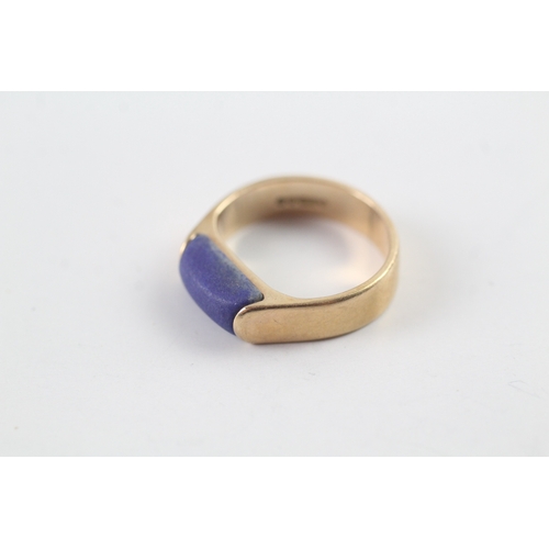 139 - 9ct gold vintage lapis lazuli dress ring (3g) Size I