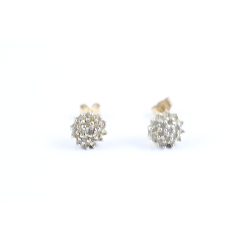 145 - 9ct gold diamond cluster stud earrings (1g)