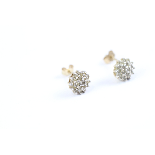 145 - 9ct gold diamond cluster stud earrings (1g)