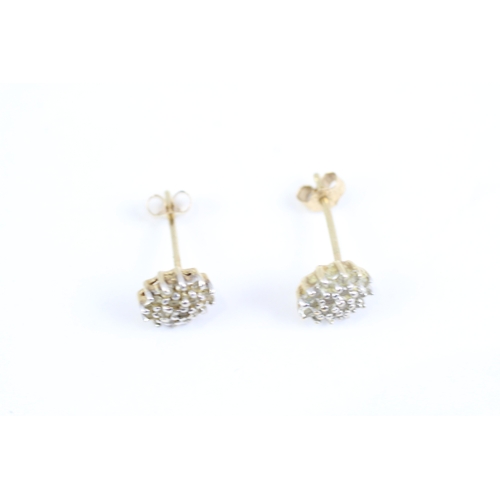 145 - 9ct gold diamond cluster stud earrings (1g)