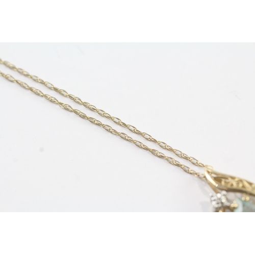 16 - 9ct gold & diamond pendant necklace (1.8g)