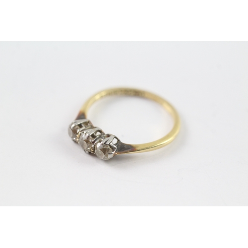 163 - 18ct gold old cut diamond ring (2.2g) Size N