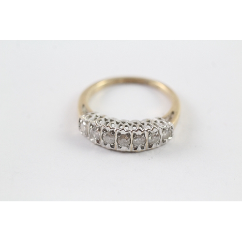 164 - 9ct gold diamond half eternity ring (3.3g) Size O