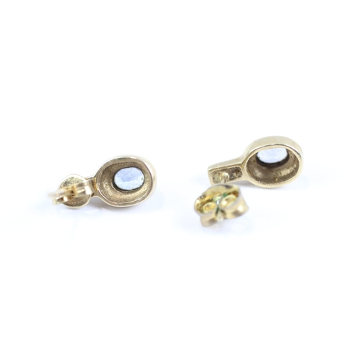 174 - 9ct gold blue gemstone and diamond stud earrings (1.7g)