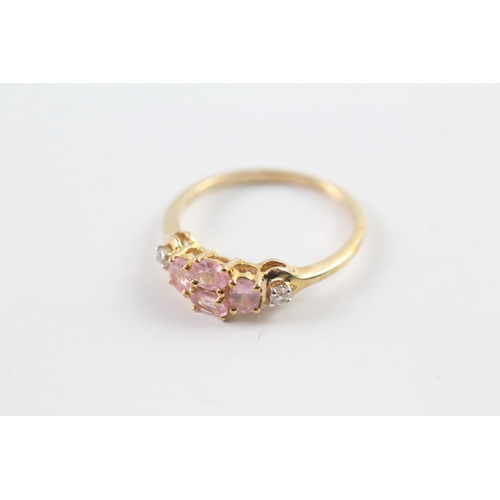 175 - 9ct gold pink & white gemstone dress ring (2.3g) Size P 1/2