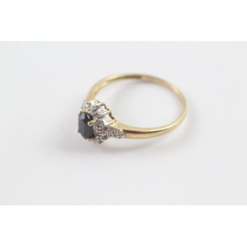 189 - 9ct gold sapphire and diamond ring Size O 1/2