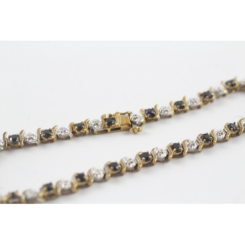 2 - 9ct gold vintage sapphire & diamond bracelet (5.8g)