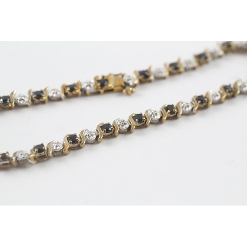 2 - 9ct gold vintage sapphire & diamond bracelet (5.8g)