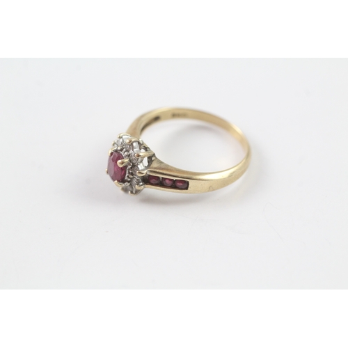 207 - 9ct gold ruby and diamond ring Size L 1/2