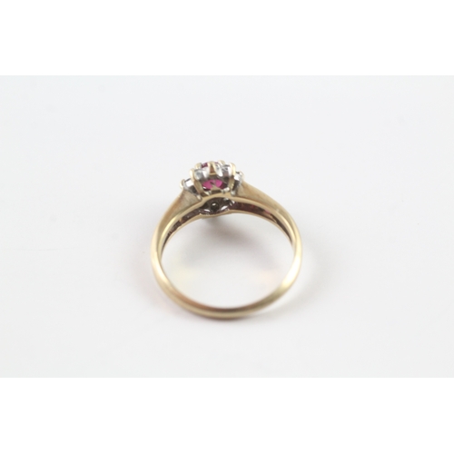 207 - 9ct gold ruby and diamond ring Size L 1/2