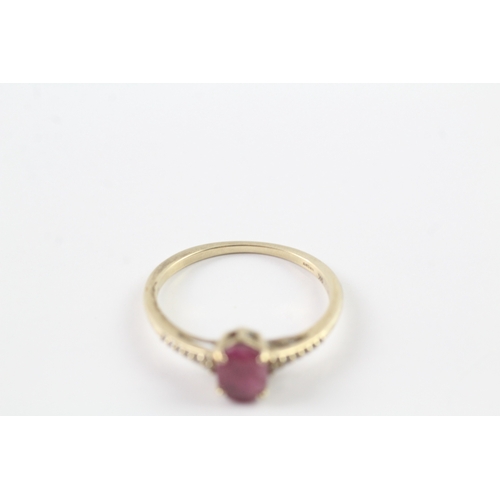 231 - 9ct gold ruby and diamond ring Size P