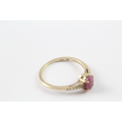 231 - 9ct gold ruby and diamond ring Size P