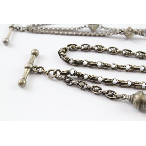 270 - Collection of Silver Victorian Albertina Watch Chains w/ Tassels x 2 30g