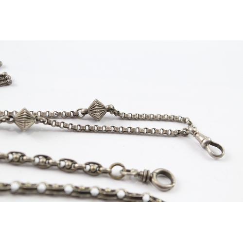 270 - Collection of Silver Victorian Albertina Watch Chains w/ Tassels x 2 30g