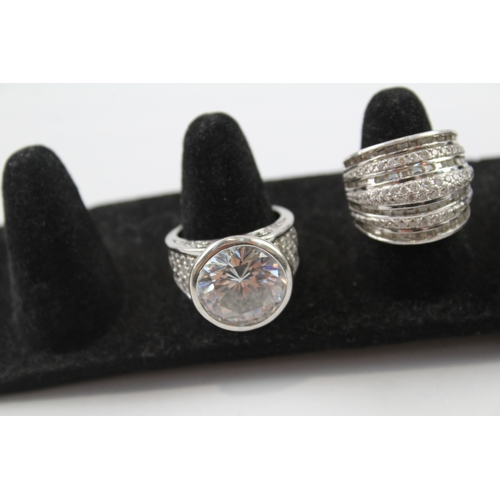 272 - Collection of Sterling Silver CZ Rings inc. Cocktail, Solitaire, Cluster x 5 57g