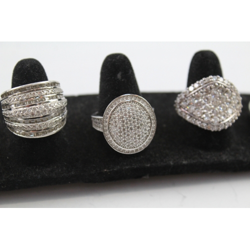 272 - Collection of Sterling Silver CZ Rings inc. Cocktail, Solitaire, Cluster x 5 57g