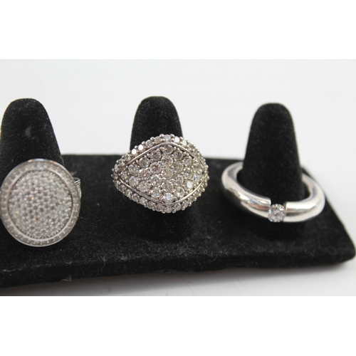 272 - Collection of Sterling Silver CZ Rings inc. Cocktail, Solitaire, Cluster x 5 57g