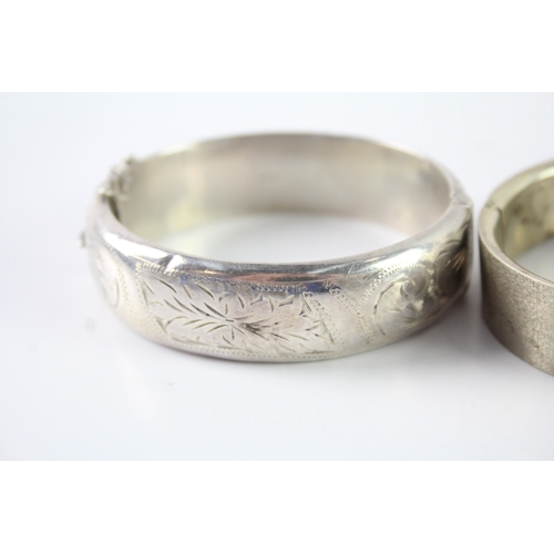 275 - Collection of Sterling Silver Bangles inc. Machine Etched, Floral x 4 106g