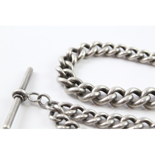 281 - Antique Sterling Silver Watch Chain w/ Graduated Curb Link 81g