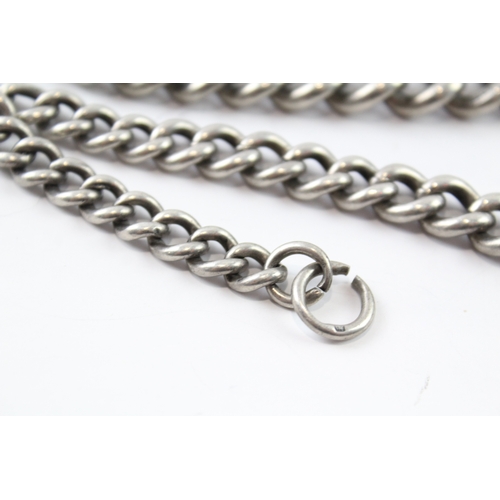 281 - Antique Sterling Silver Watch Chain w/ Graduated Curb Link 81g