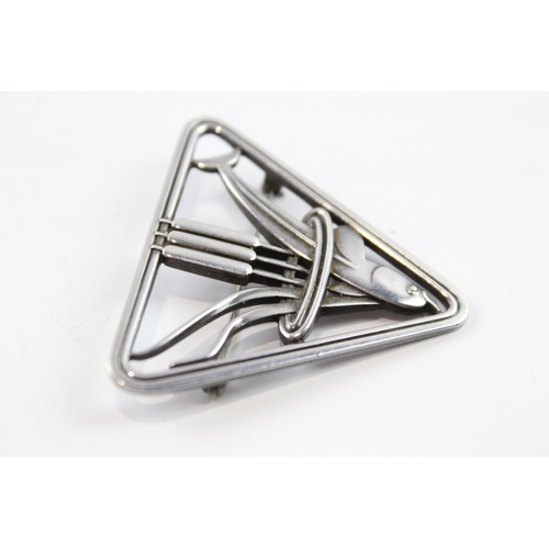 290 - Georg Jensen Sterling Silver Dolphin Diving Brooch 10g