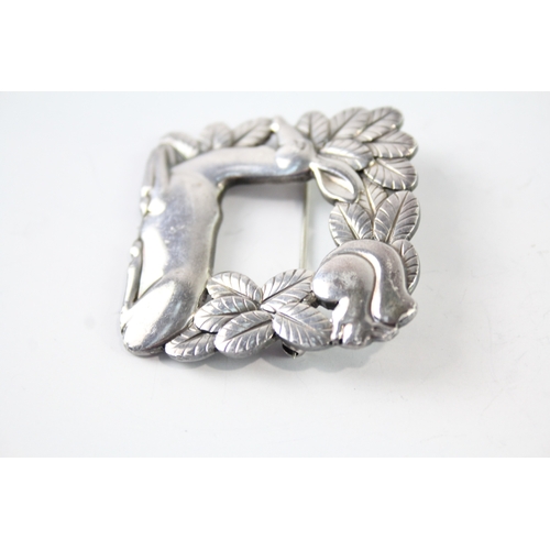 294 - Georg Jensen Sterling Silver Deer & Squirrel Brooch 24g