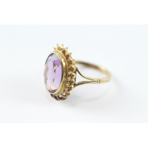 3 - 9ct gold amethyst cocktail ring (3.8g) Size K