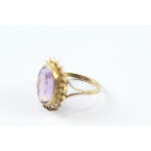 3 - 9ct gold amethyst cocktail ring (3.8g) Size K