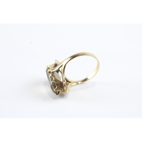 31 - 9ct gold smokey quartz set ring Size N