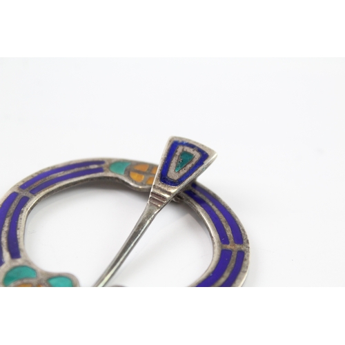 318 - Sterling Silver Scottish Revival Enamel Penannular 20g