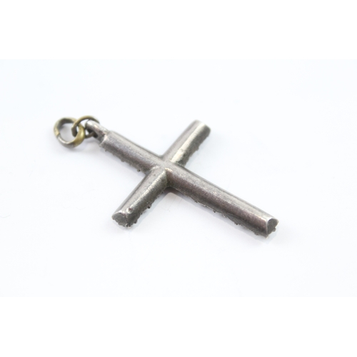 322 - Antique Silver Black Dot Paste Cross Pendant 5g