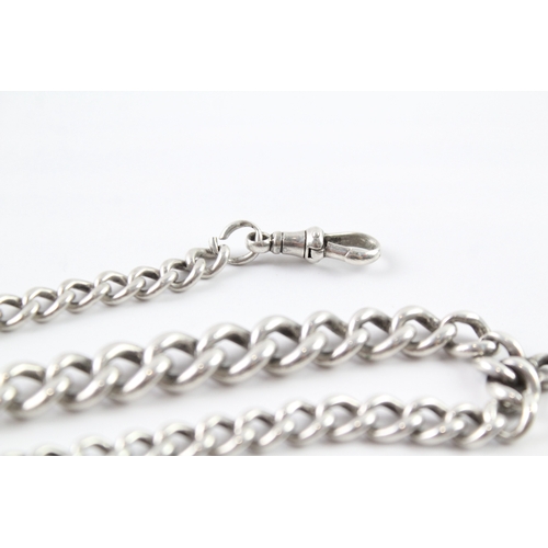 324 - Antique Sterling Silver Watch Chain w/ Curb Link, St Christopher 62g