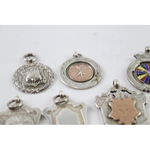 339 - 8 x Antique / Vintage Hallmarked .925 Sterling Silver Fobs / Medallions (76g)