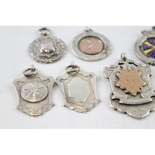 339 - 8 x Antique / Vintage Hallmarked .925 Sterling Silver Fobs / Medallions (76g)