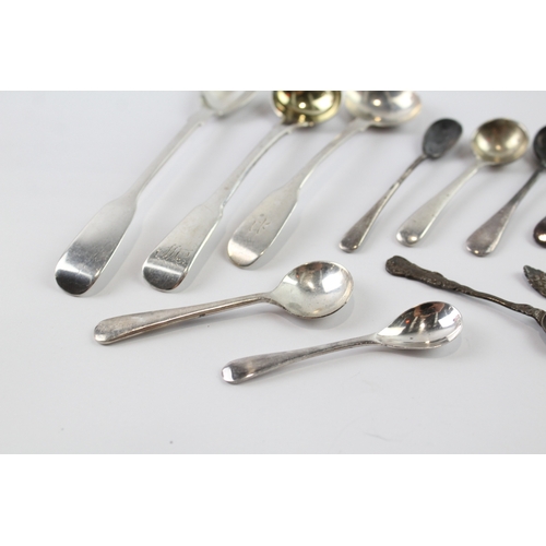 348 - 15 x Antique / Vintage .925 Sterling Silver Condiment Spoons Inc Georgian 104g